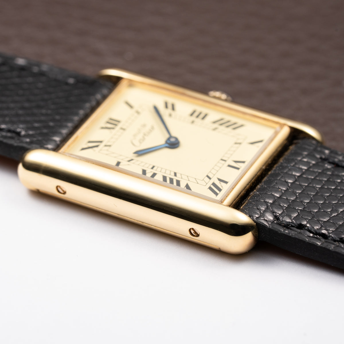 Cartier Tank Must de Lemon Roman Dial Vermeil GM Full Set from 1980