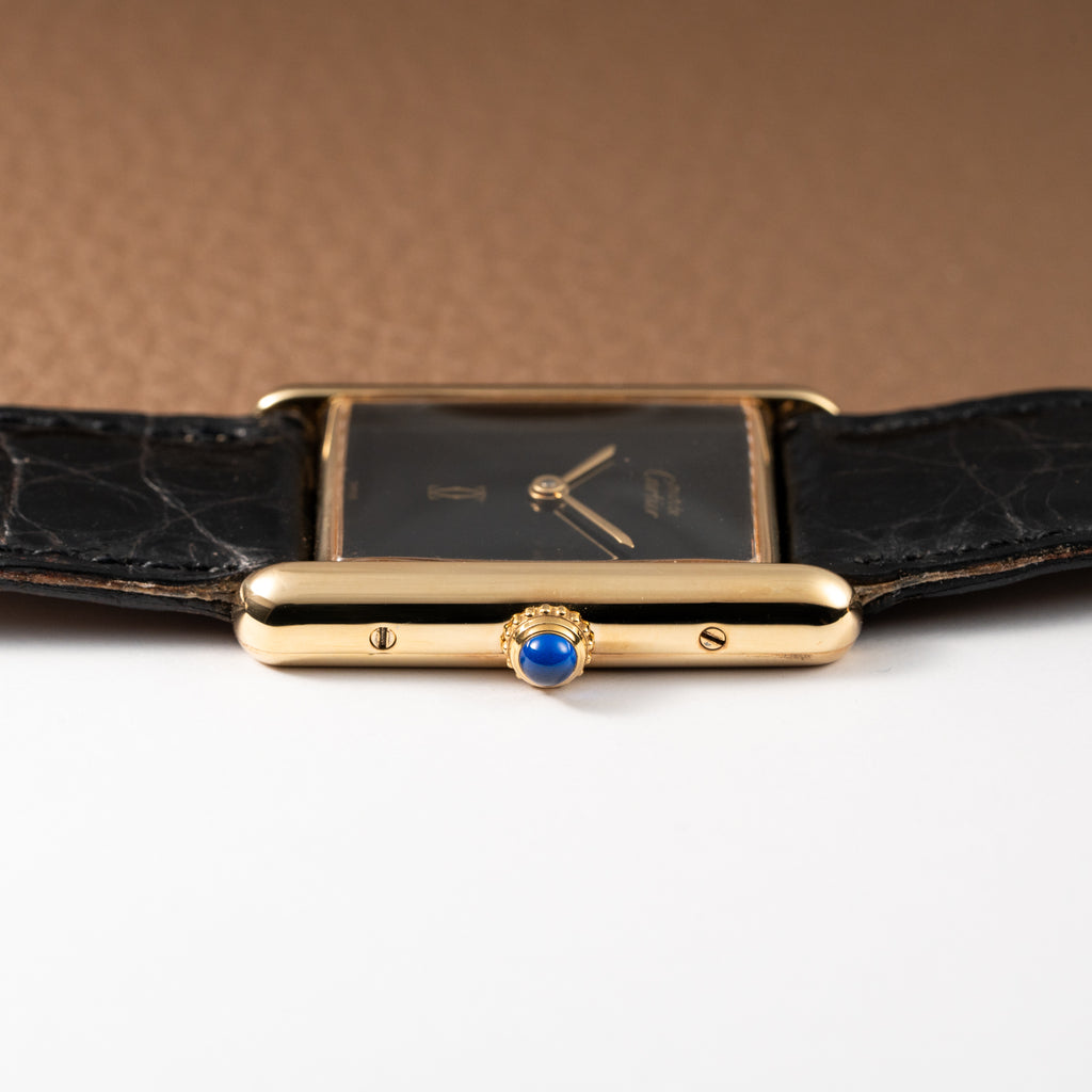 Cartier Tank Must de Vermeil Black Onyx Dial GM Ref 6 81006 1990s