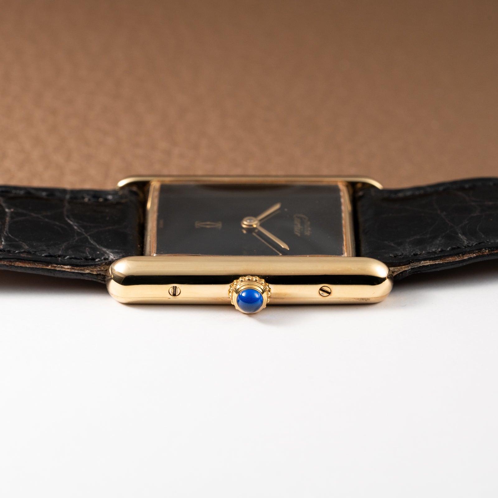 Cartier Tank Must de Vermeil Black Onyx Dial GM Ref 6 81006 1990s