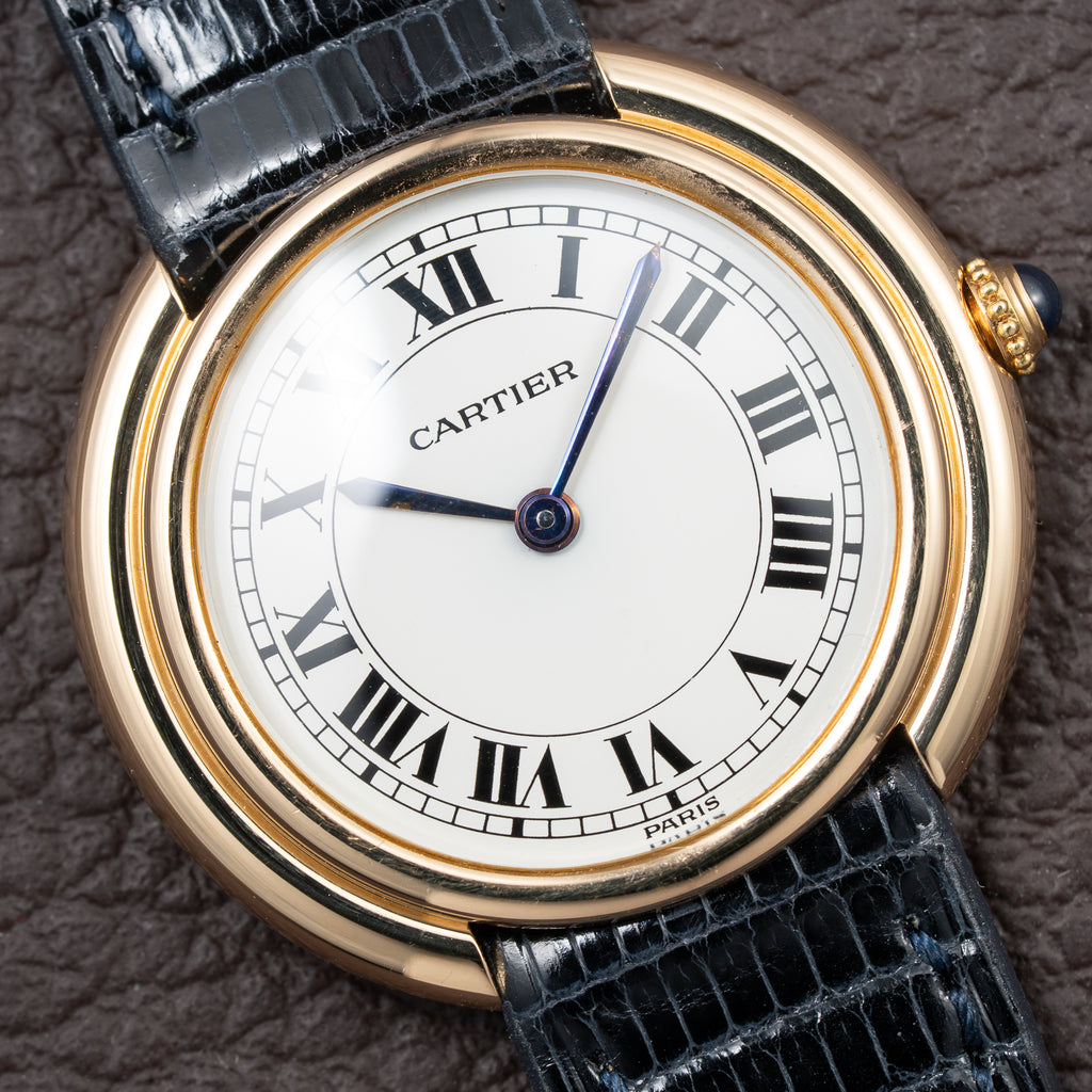 Cartier Vendôme 'Paris' 18K Yellow Gold with Purple Patina Hands Ref. 78090 From 1970s