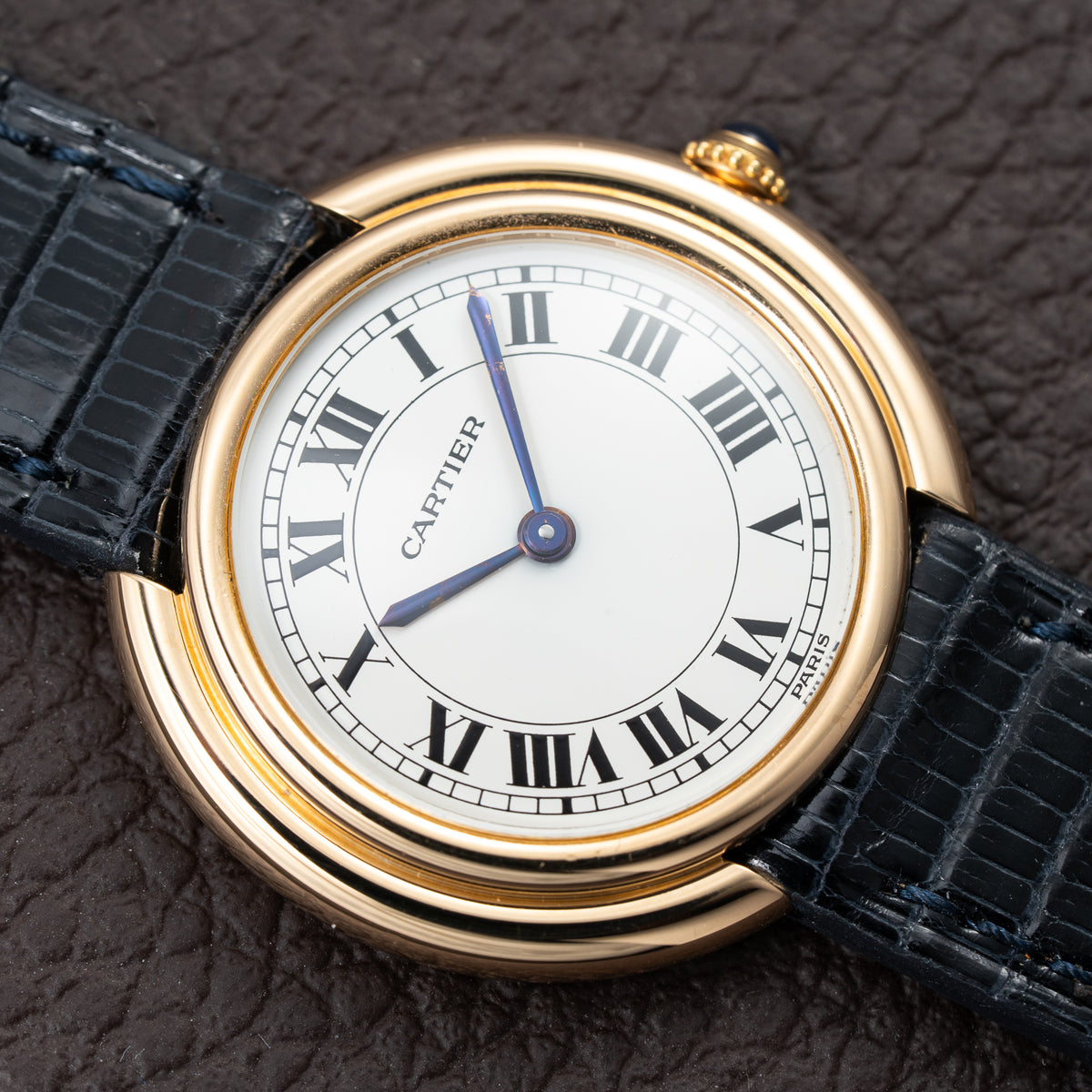 Cartier Vendôme 'Paris' 18K Yellow Gold with Purple Patina Hands Ref. 78090 From 1970s