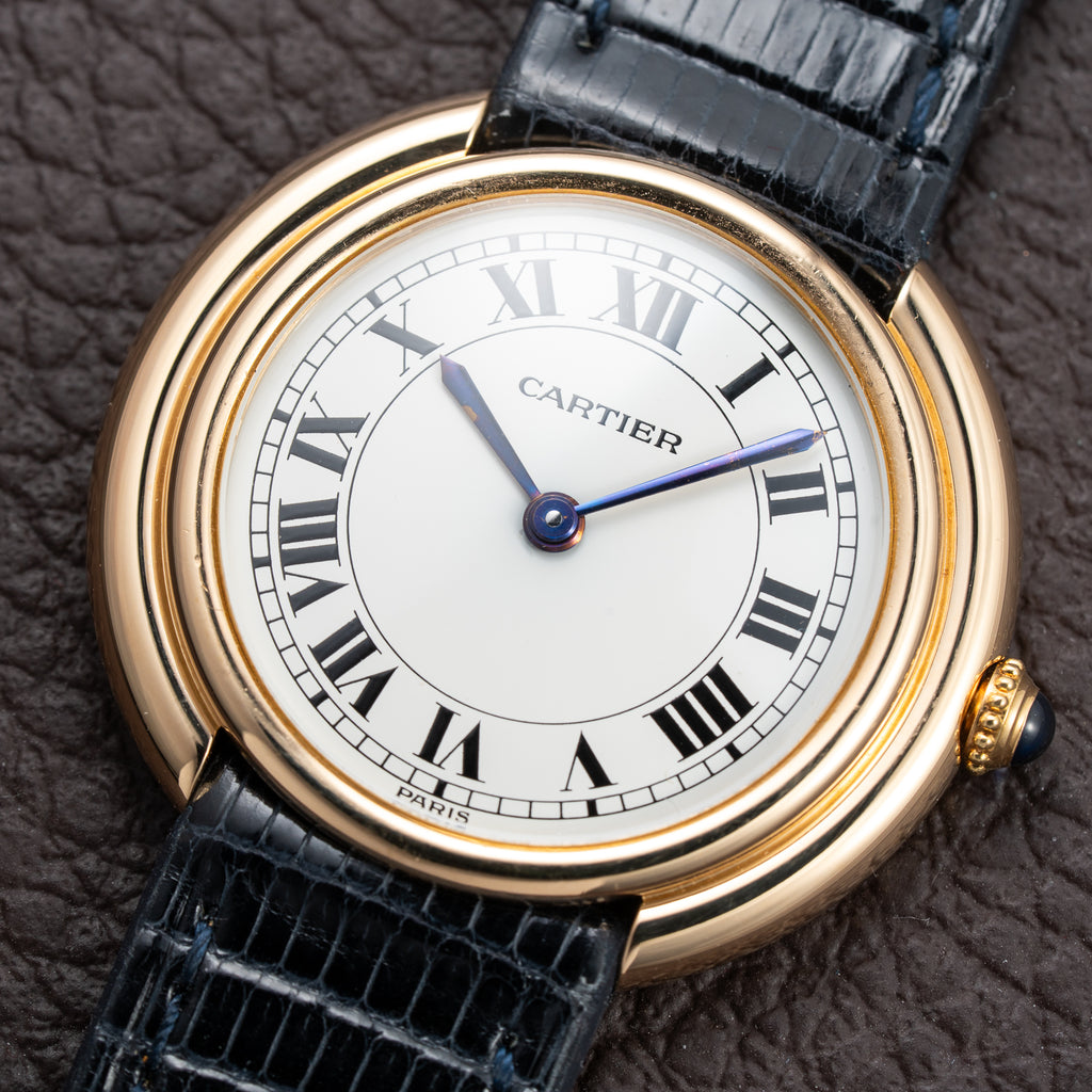 Cartier Vendôme 'Paris' 18K Yellow Gold with Purple Patina Hands Ref. 78090 From 1970s