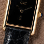 Cartier Tank Must de Vermeil Black Onyx Dial GM Ref 6 81006 1990s