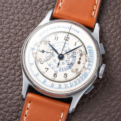 Anonymous Pulsation Dial Docters Chronograph NOS Oversize Valjoux 22 from 1940s