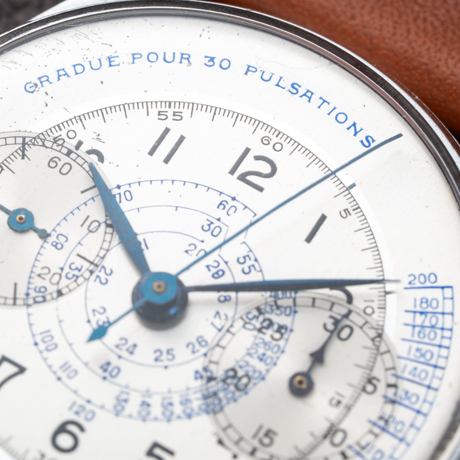 Anonymous Pulsation Dial Docters Chronograph NOS Oversize Valjoux 22 from 1940s