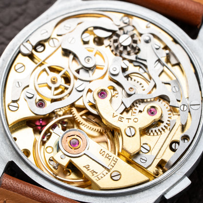 Anonymous Pulsation Dial Docters Chronograph NOS Oversize Valjoux 22 from 1940s