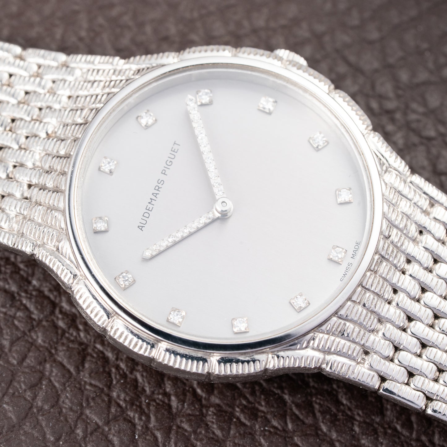 Audemars Piguet “Baby Cobra” Factory Diamond Set Dial & Hands 18k white gold circa 1989