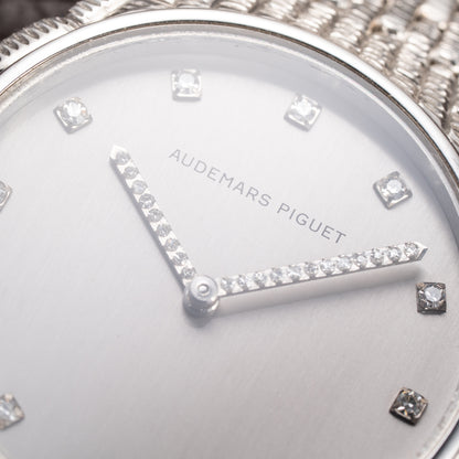 Audemars Piguet “Baby Cobra” Factory Diamond Set Dial & Hands 18k white gold circa 1989