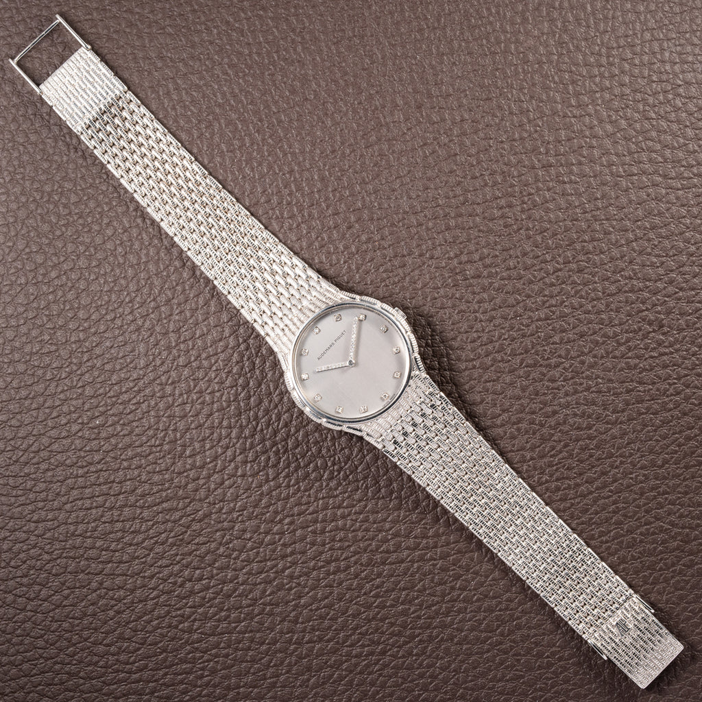 Audemars Piguet “Baby Cobra” Factory Diamond Set Dial & Hands 18k white gold circa 1989