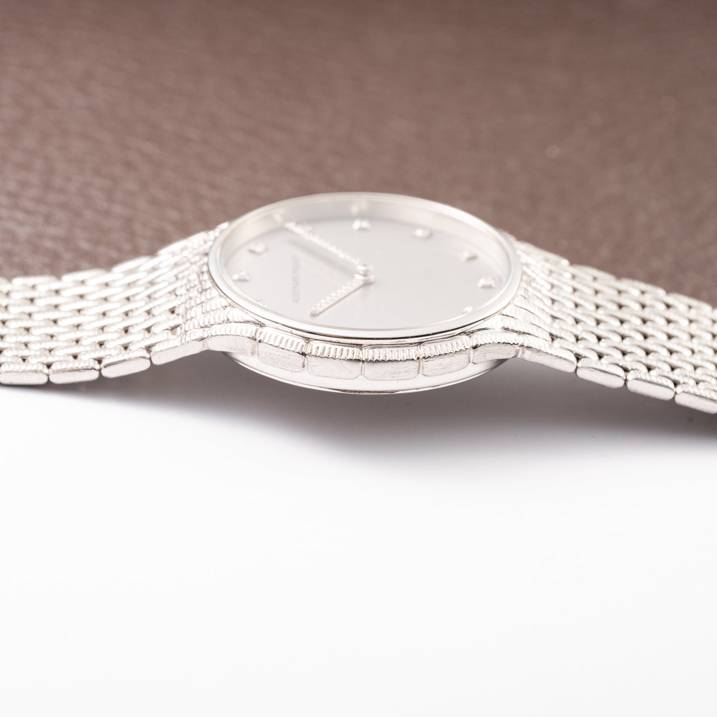 Audemars Piguet “Baby Cobra” Factory Diamond Set Dial & Hands 18k white gold circa 1989