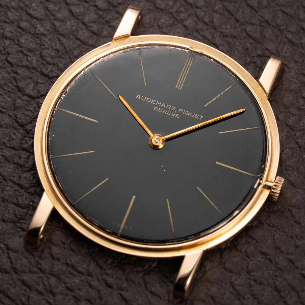 Audemars Piguet Ultra Thin Black Gilt Dial 18K Rosé Pink Gold From 1960s