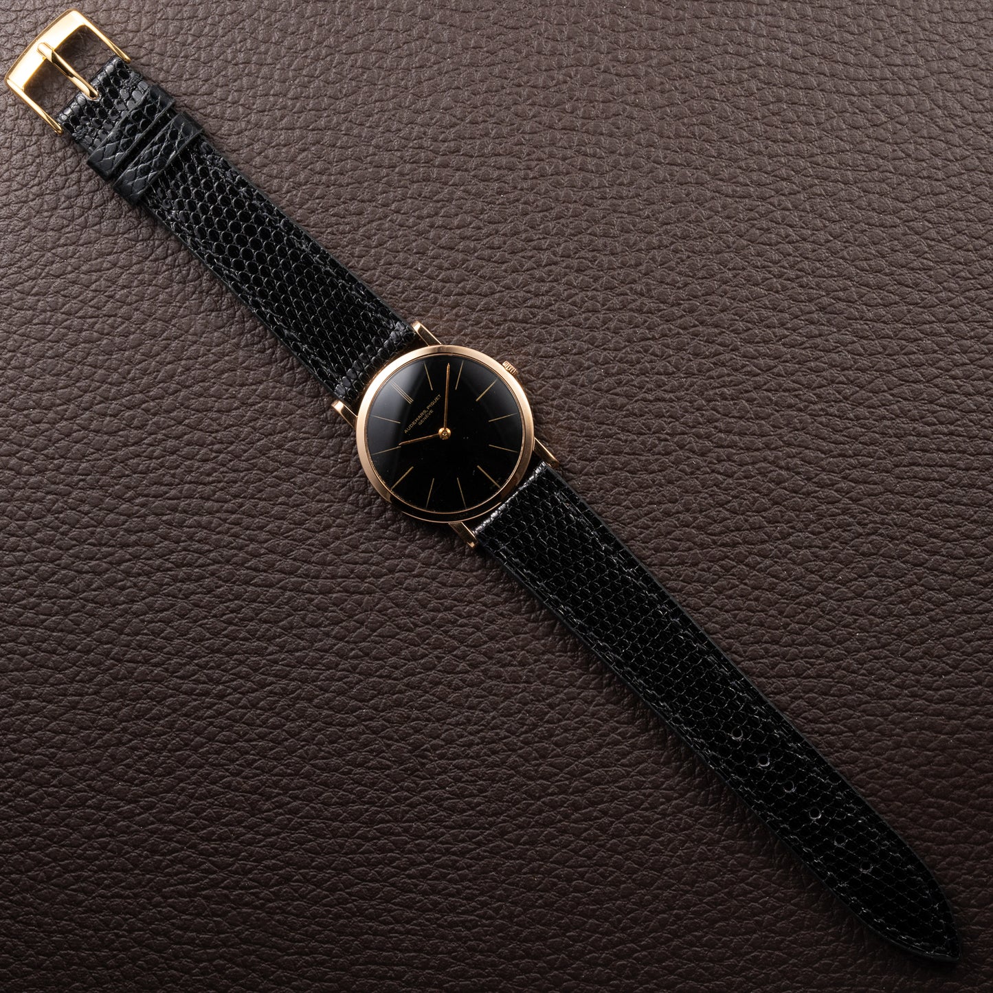 Audemars Piguet Ultra Thin Black Gilt Dial 18K Rosé Pink Gold From 1960s