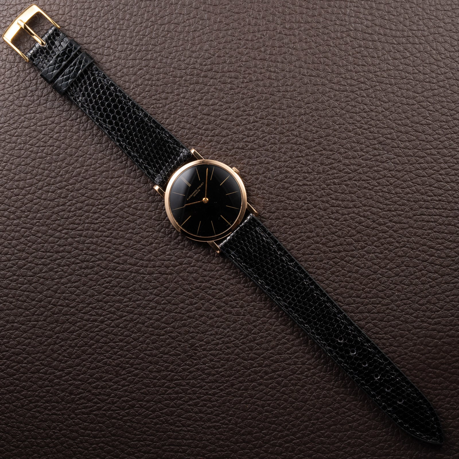 Audemars Piguet Ultra Thin Black Gilt Dial 18K Rosé Pink Gold From 1960s