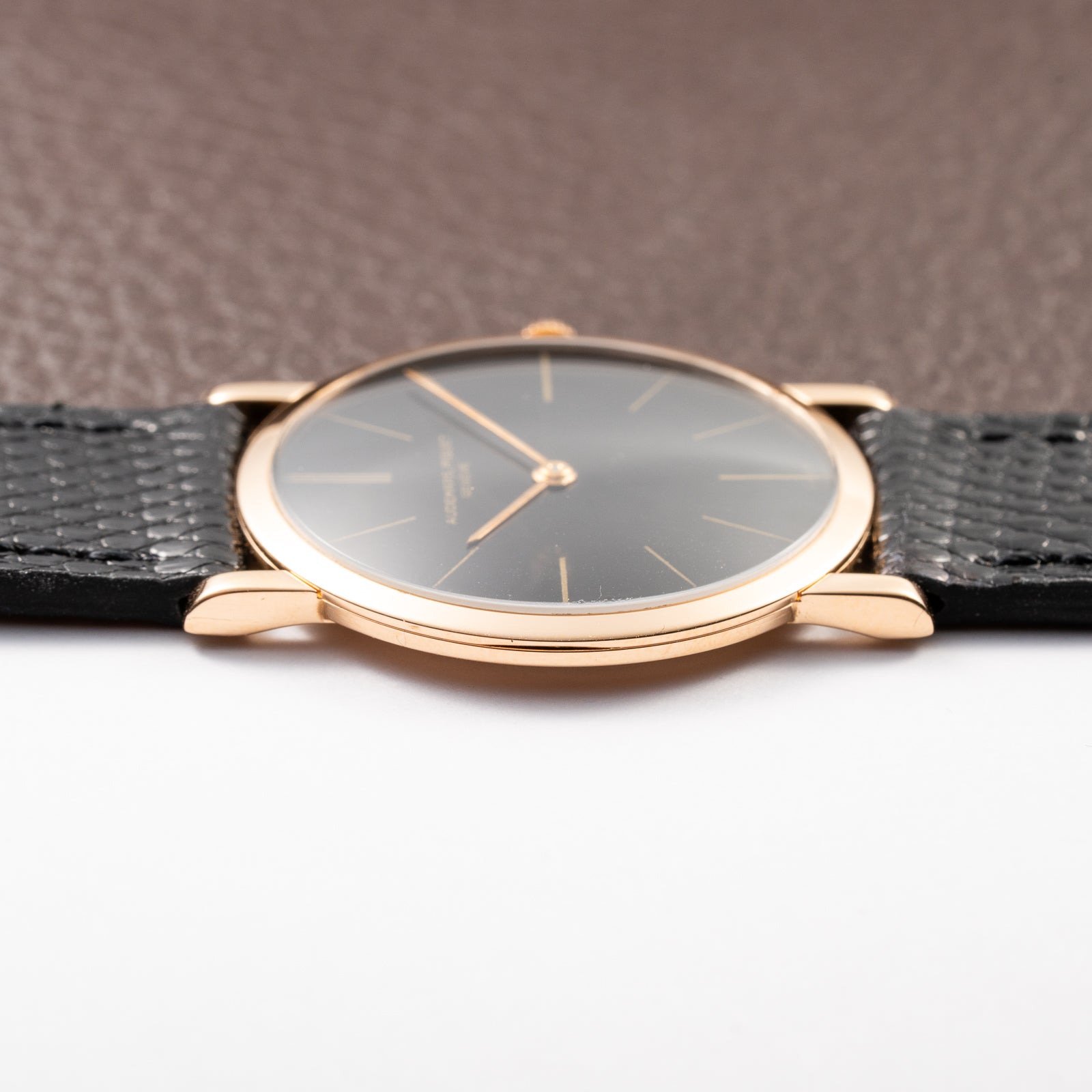Audemars Piguet Ultra Thin Black Gilt Dial 18K Rosé Pink Gold From 1960s