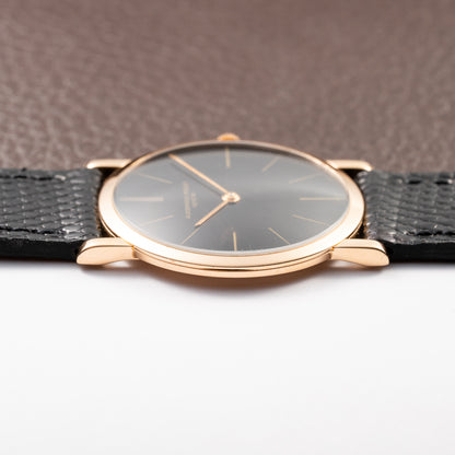 Audemars Piguet Ultra Thin Black Gilt Dial 18K Rosé Pink Gold From 1960s