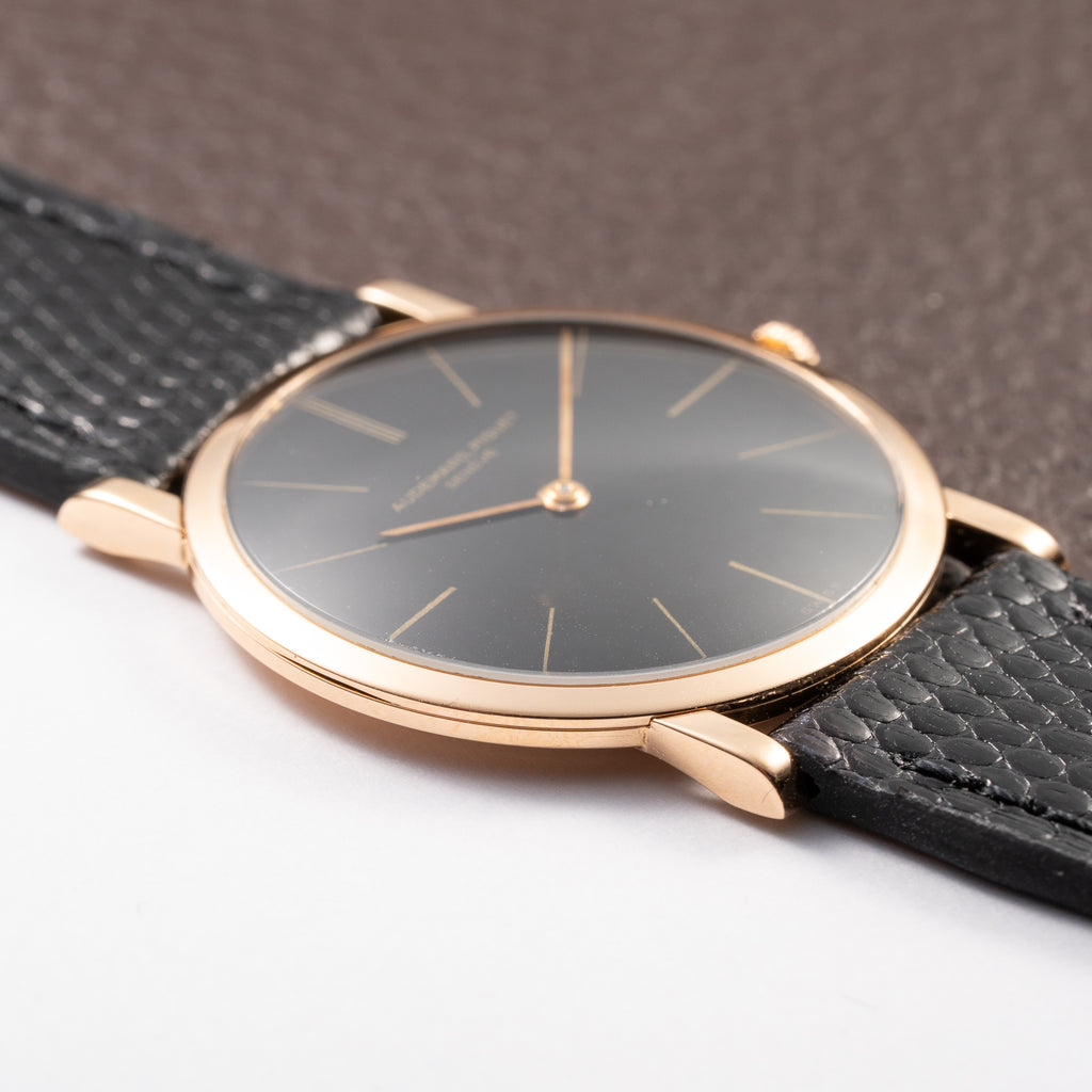Audemars Piguet Ultra Thin Black Gilt Dial 18K Rosé Pink Gold From 1960s
