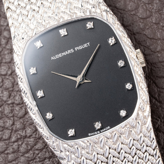 Audemars Piguet “Cobra” Matt Black Diamond Dial 18k White Gold Ref 14126BC from 1980s