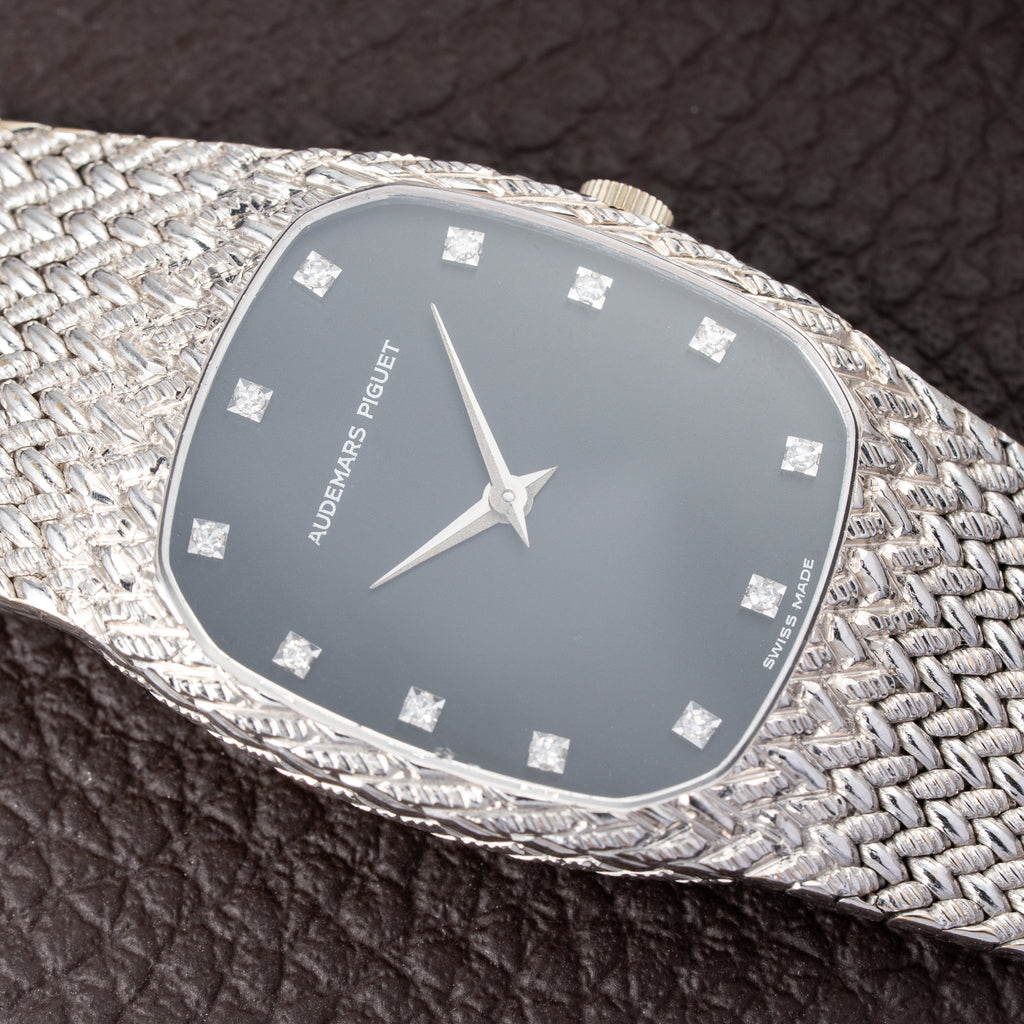 Audemars Piguet “Cobra” Matt Black Diamond Dial 18k White Gold Ref 14126BC from 1980s