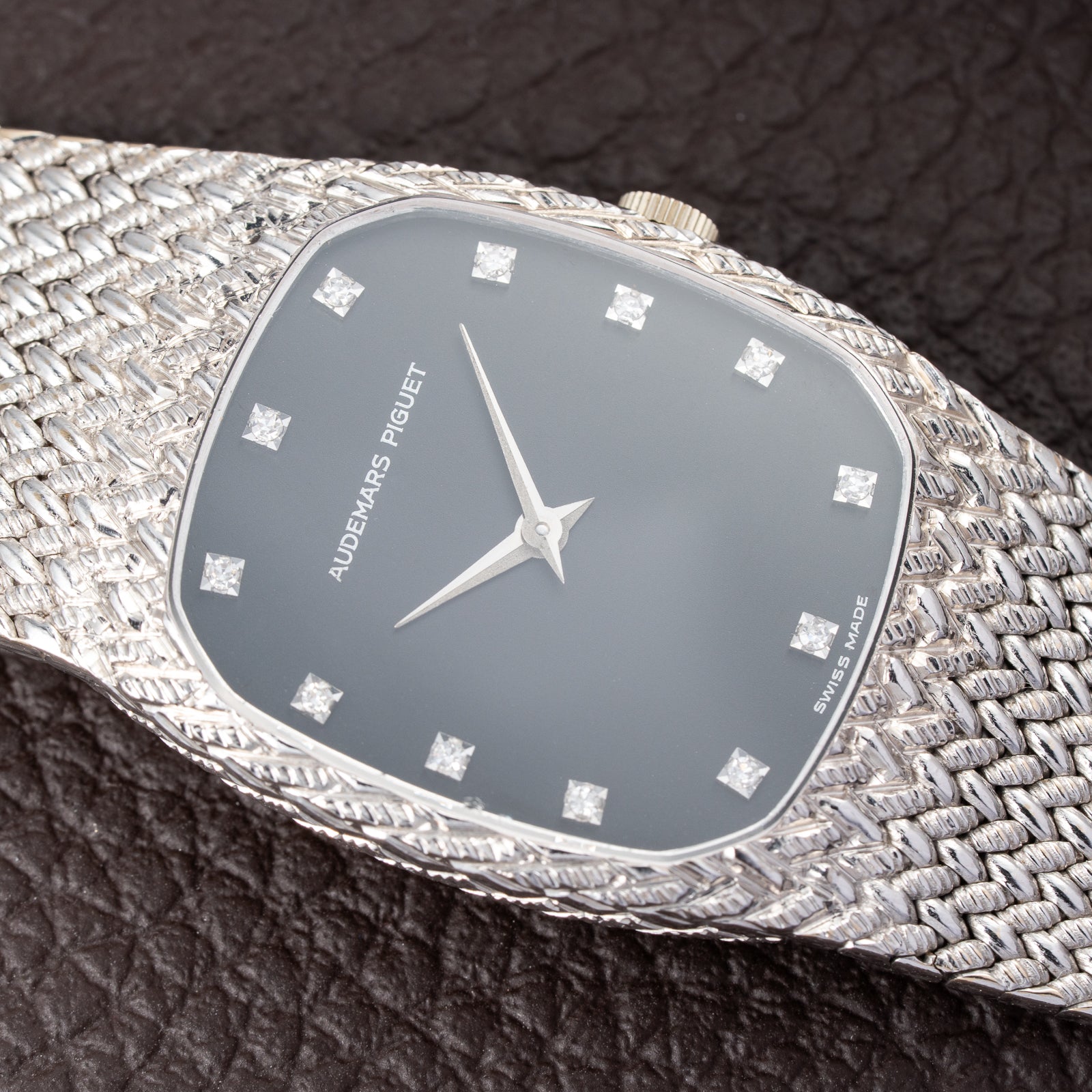 Audemars Piguet “Cobra” Matt Black Diamond Dial 18k White Gold Ref 14126BC from 1980s