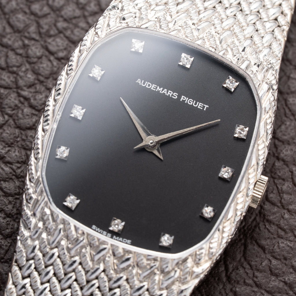 Audemars Piguet “Cobra” Matt Black Diamond Dial 18k White Gold Ref 14126BC from 1980s