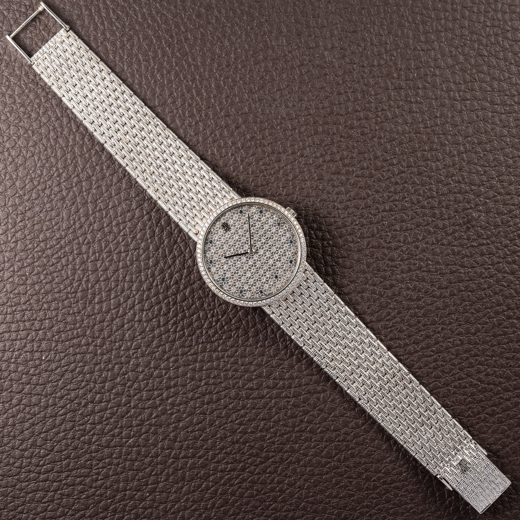 Audemars Piguet Pavé Factory Diamond & Blue Sapphires 18k White Gold Ref 14549BC Circa 1989
