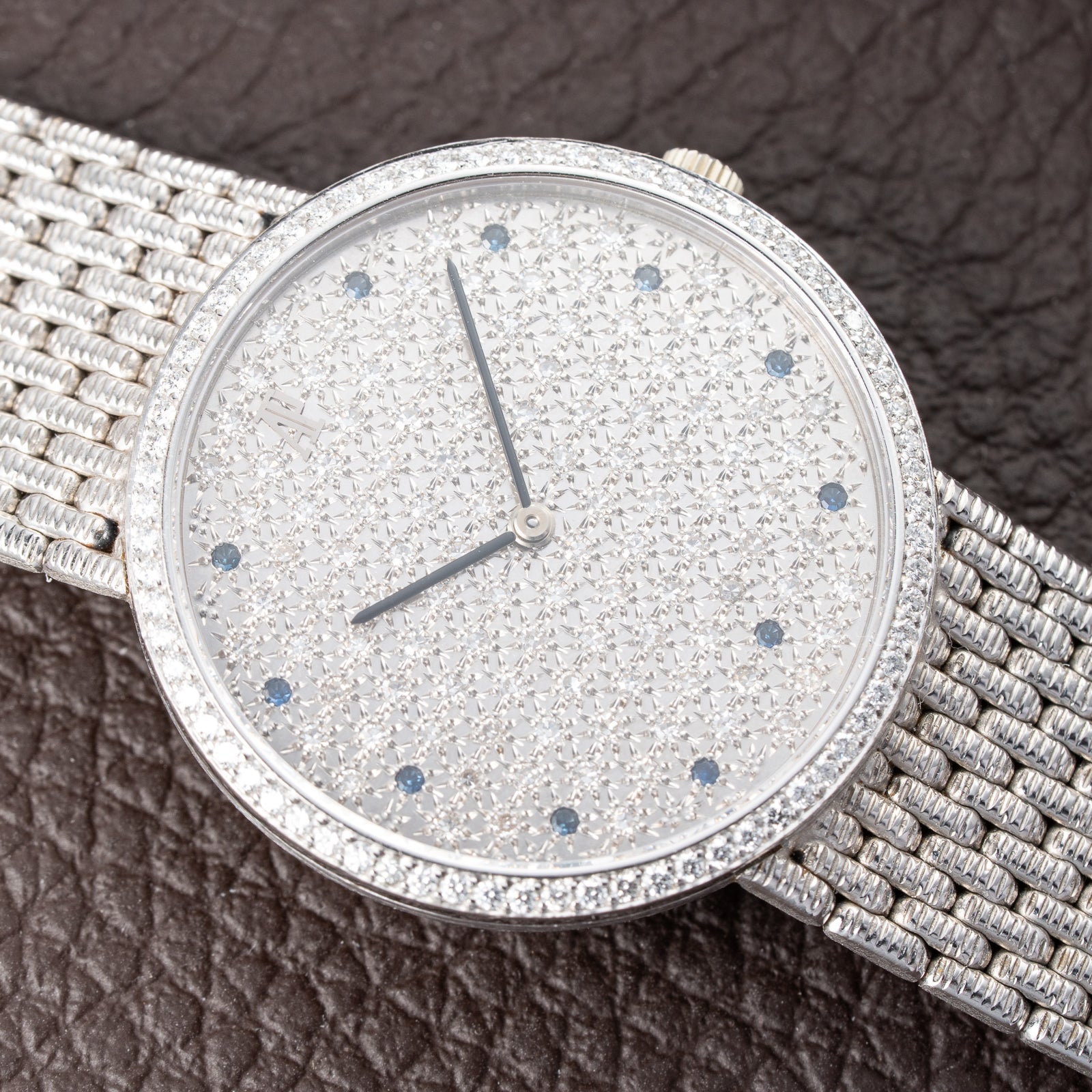 Audemars Piguet Pavé Factory Diamond & Blue Sapphires 18k White Gold Ref 14549BC Circa 1989