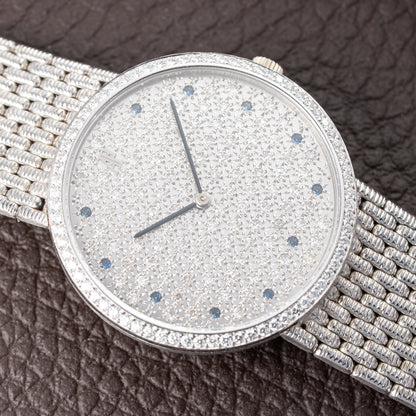 Audemars Piguet Pavé Factory Diamond & Blue Sapphires 18k White Gold Ref 14549BC Circa 1989