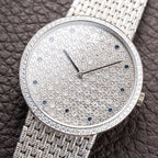 Audemars Piguet Pavé Factory Diamond & Blue Sapphires 18k White Gold Ref 14549BC Circa 1989
