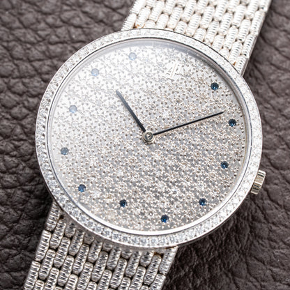 Audemars Piguet Pavé Factory Diamond & Blue Sapphires 18k White Gold Ref 14549BC Circa 1989