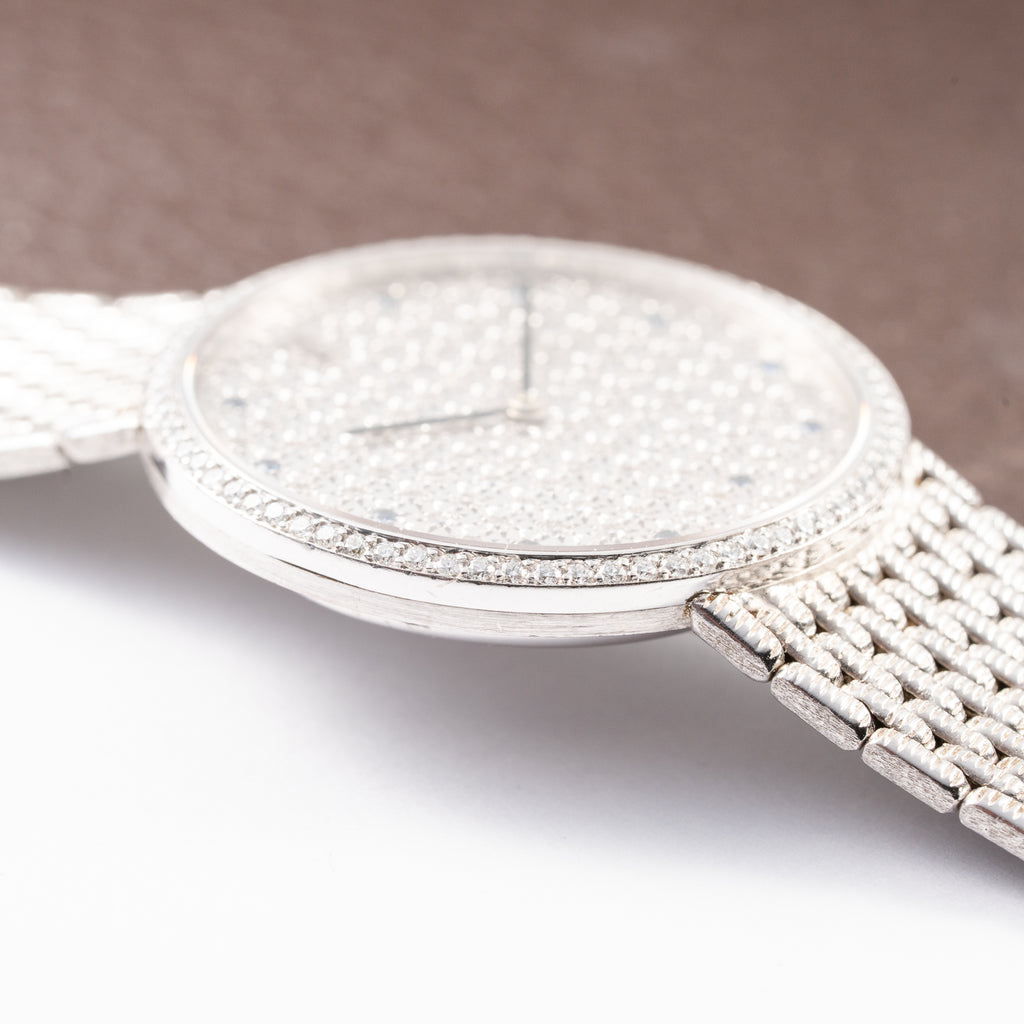 Audemars Piguet Pavé Factory Diamond & Blue Sapphires 18k White Gold Ref 14549BC Circa 1989