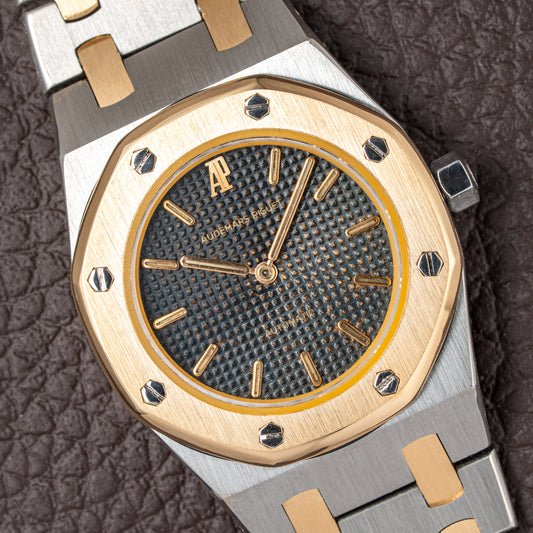 Audemars Piguet Royal Oak Lady Automatic Gold Steel Blue Tropical Dial Ref 8638SA