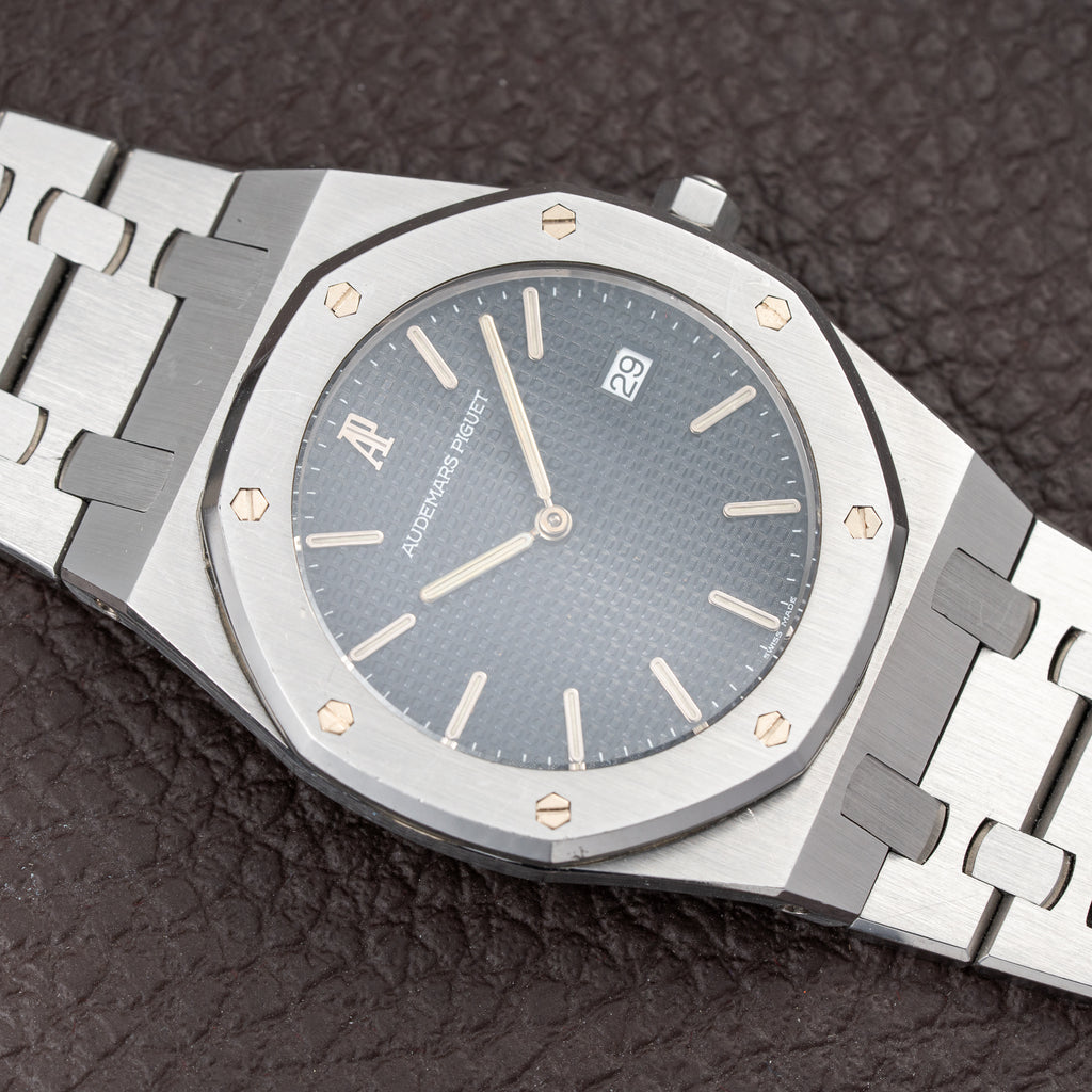 Audemars Piguet Royal Oak Ultra Thin Blue Petite Tapisserie Stainless Steel Unpolished Ref. 56175ST From Circa 1993