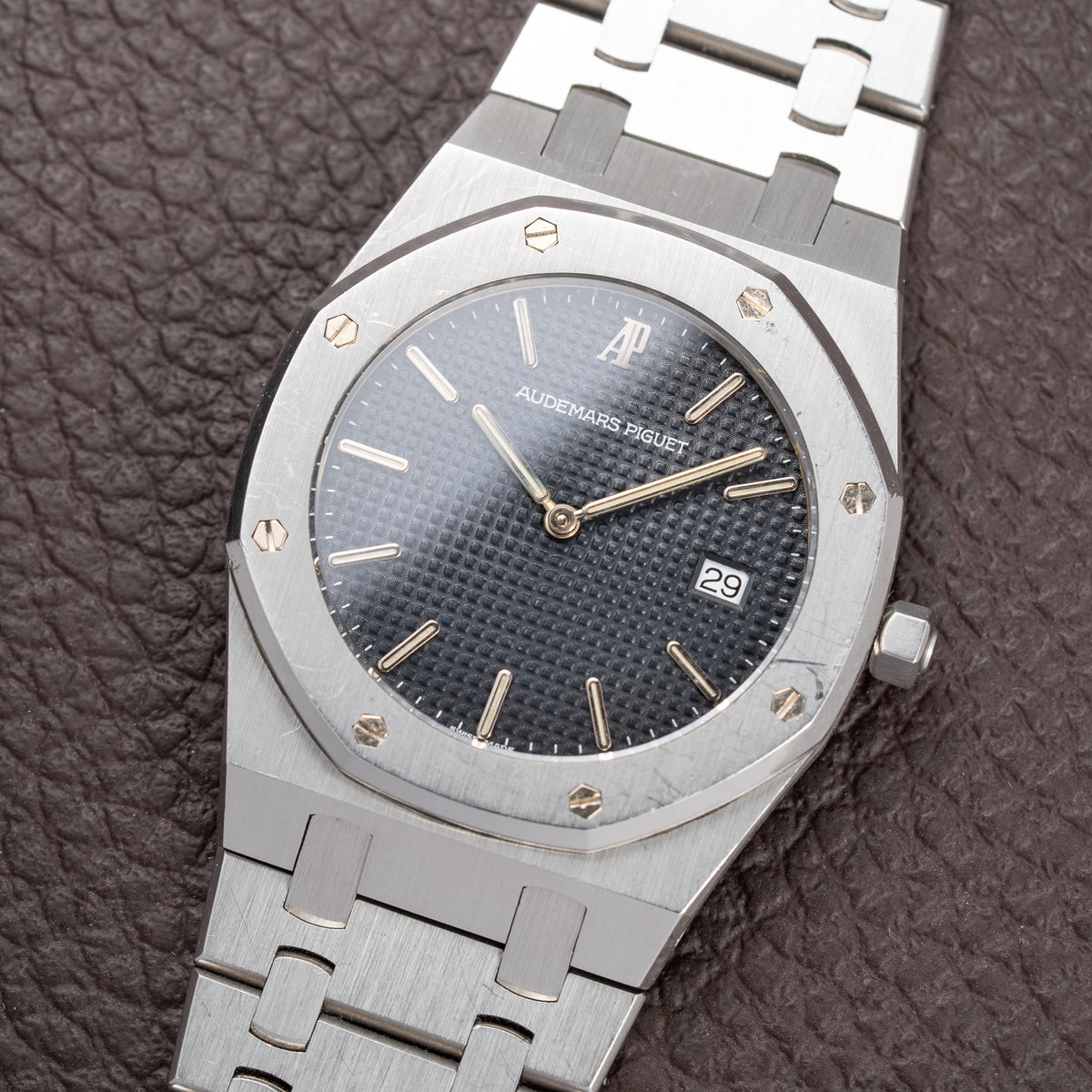 Audemars Piguet Royal Oak Ultra Thin Blue Petite Tapisserie Stainless Steel Unpolished Ref. 56175ST From Circa 1993