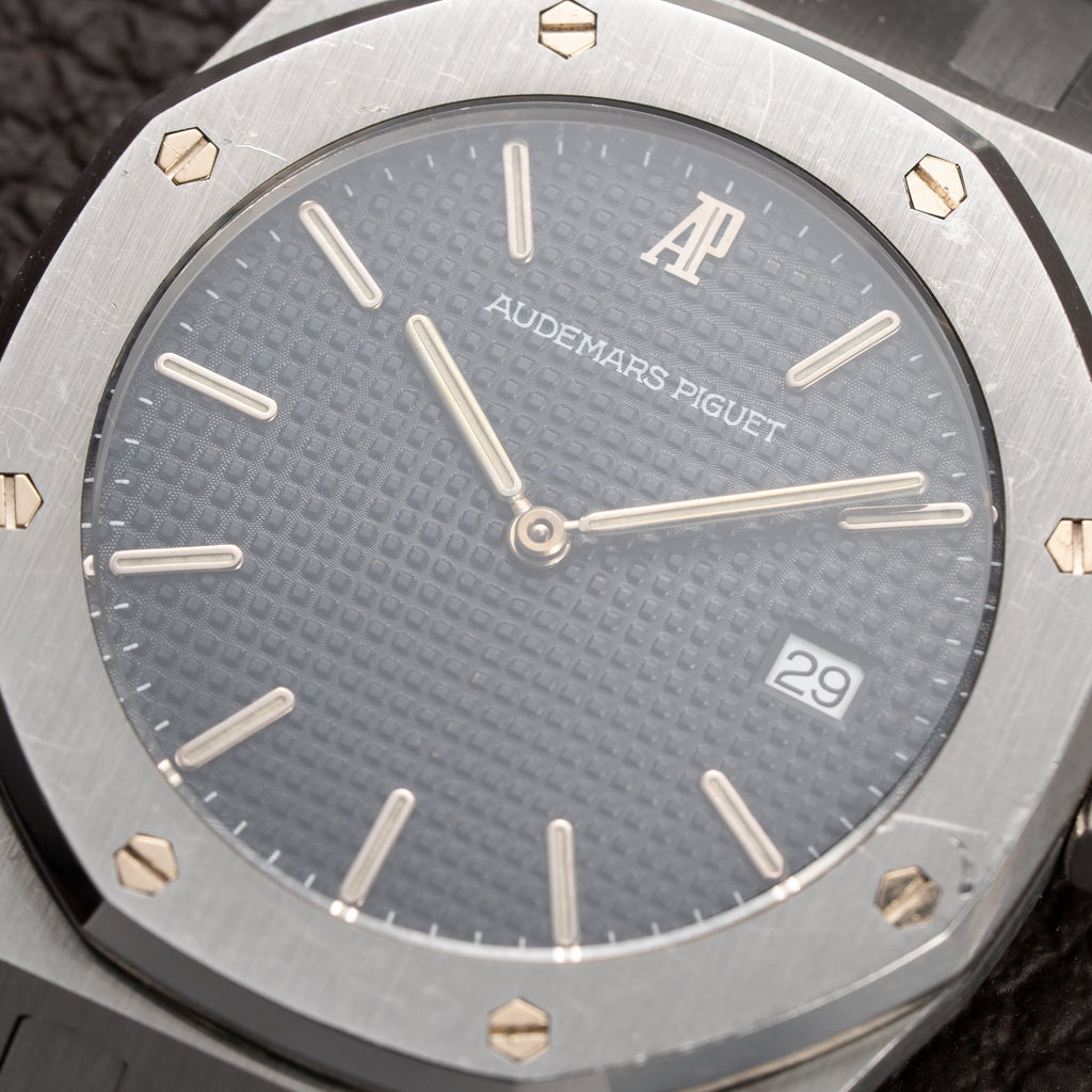 Audemars Piguet Royal Oak Ultra Thin Blue Petite Tapisserie Stainless Steel Unpolished Ref. 56175ST From Circa 1993