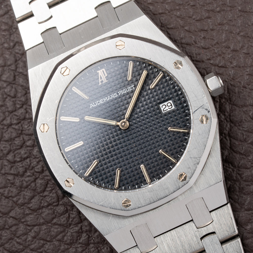 Audemars Piguet Royal Oak Ultra Thin Blue Petite Tapisserie Stainless Steel Unpolished Ref. 56175ST From Circa 1993