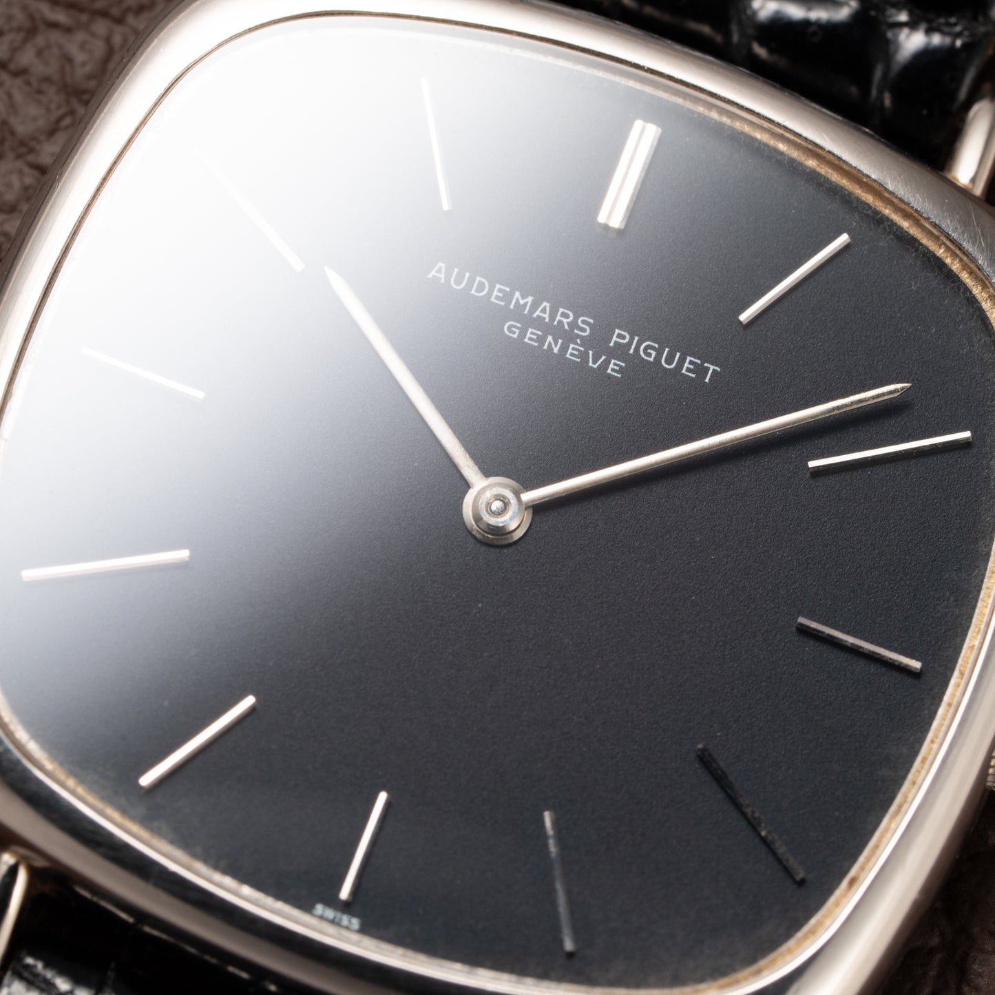 Audemars Piguet “TV Case” Oversize Dress Watch  18K White Gold Blue Dial Circa 1970s