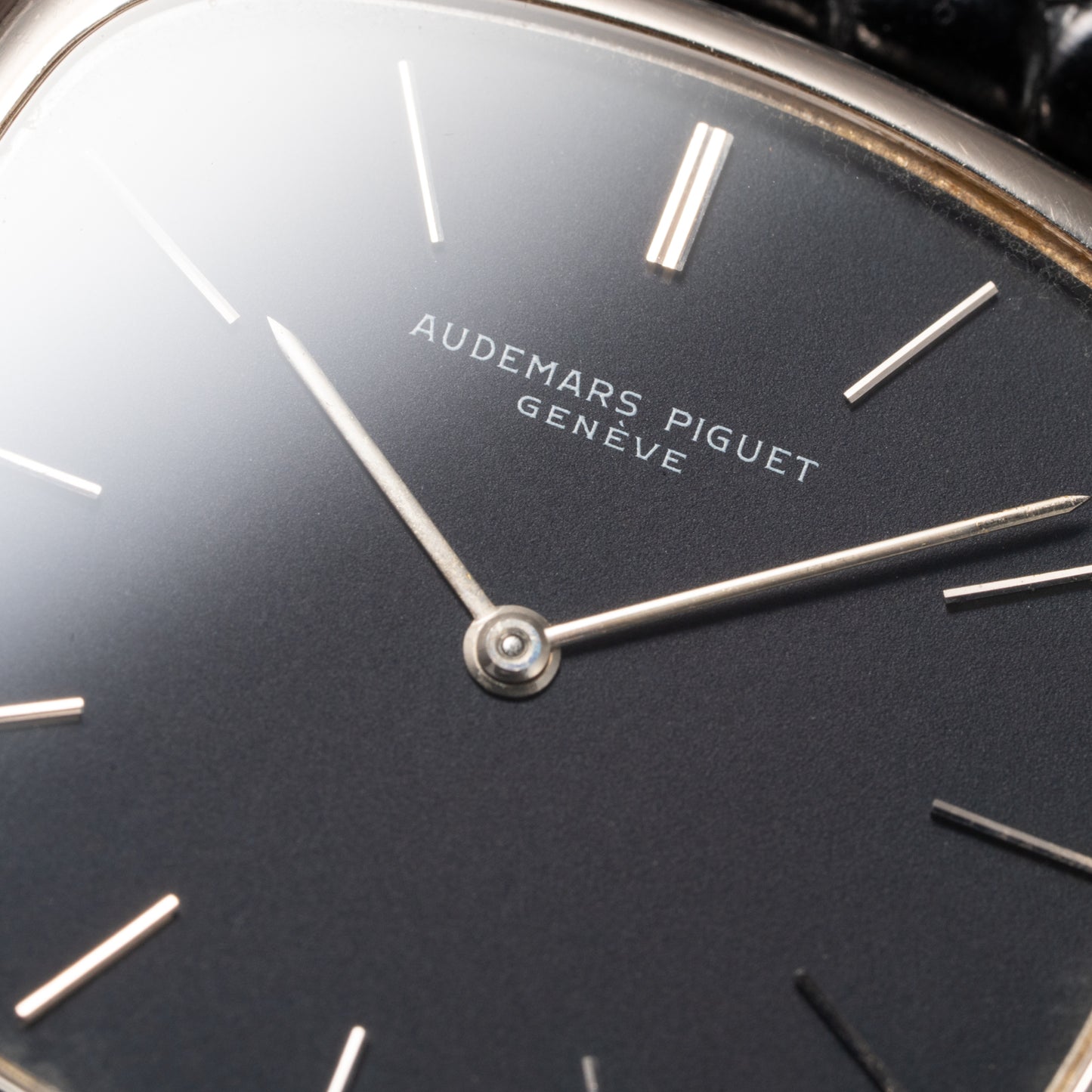 Audemars Piguet “TV Case” Oversize Dress Watch  18K White Gold Blue Dial Circa 1970s