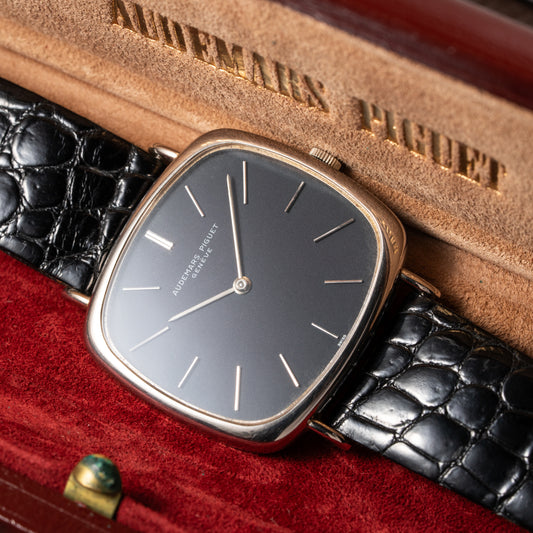 Audemars Piguet “TV Case” Oversize Dress Watch  18K White Gold Blue Dial Circa 1970s