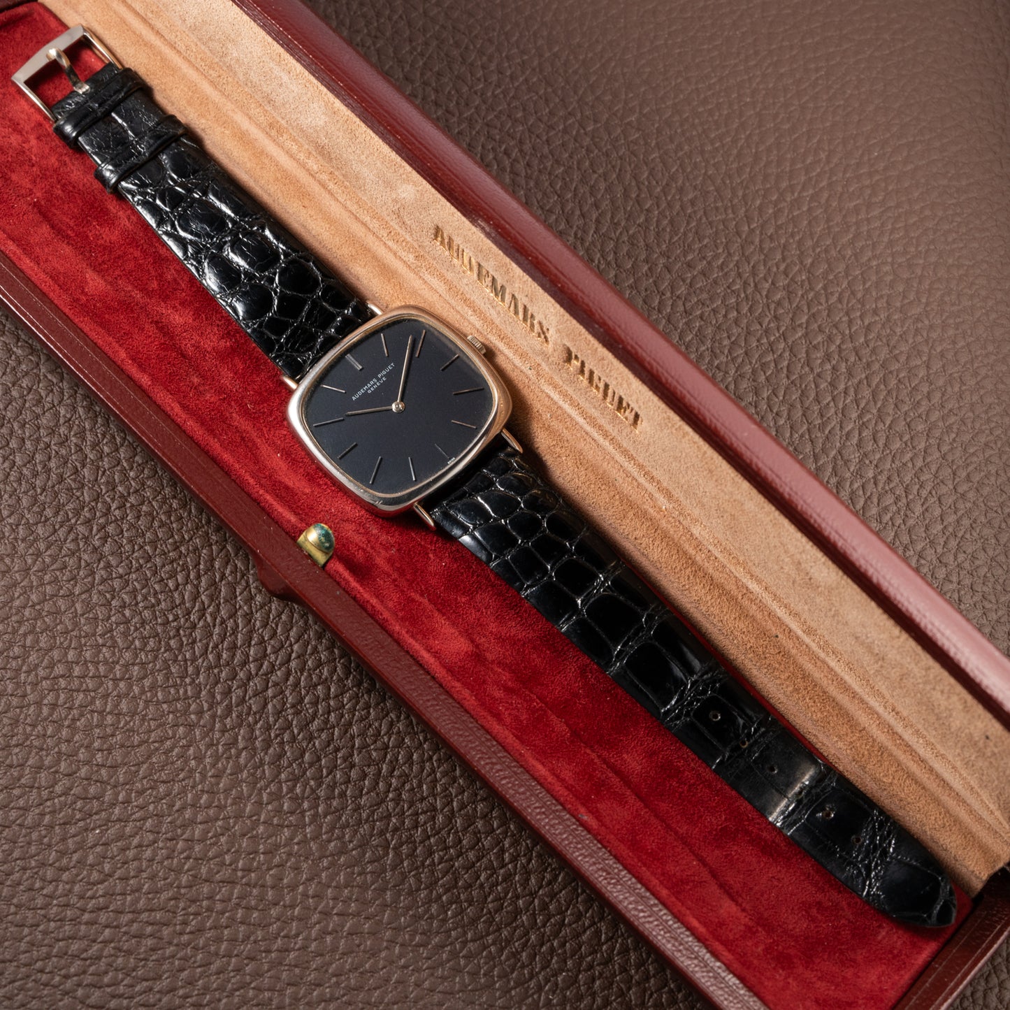 Audemars Piguet “TV Case” Oversize Dress Watch  18K White Gold Blue Dial Circa 1970s