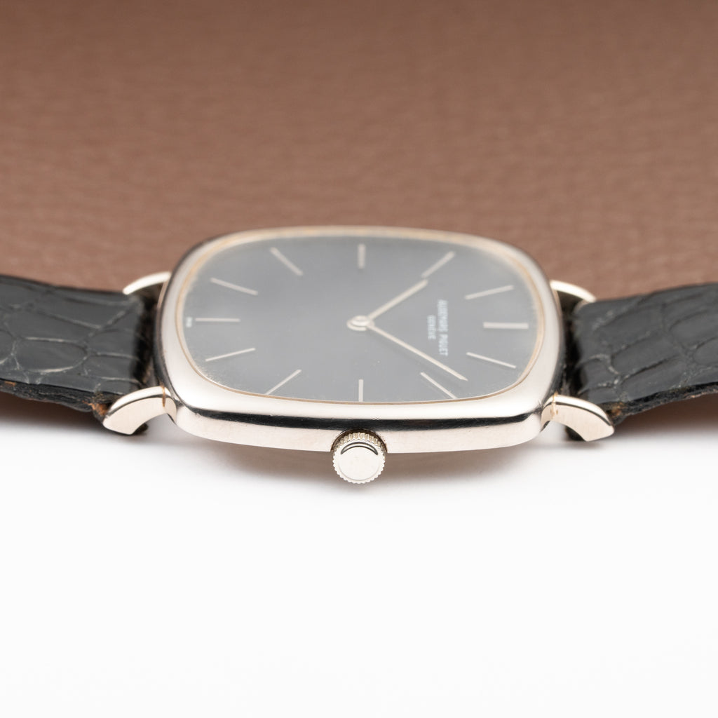Audemars Piguet “TV Case” Oversize Dress Watch  18K White Gold Blue Dial Circa 1970s