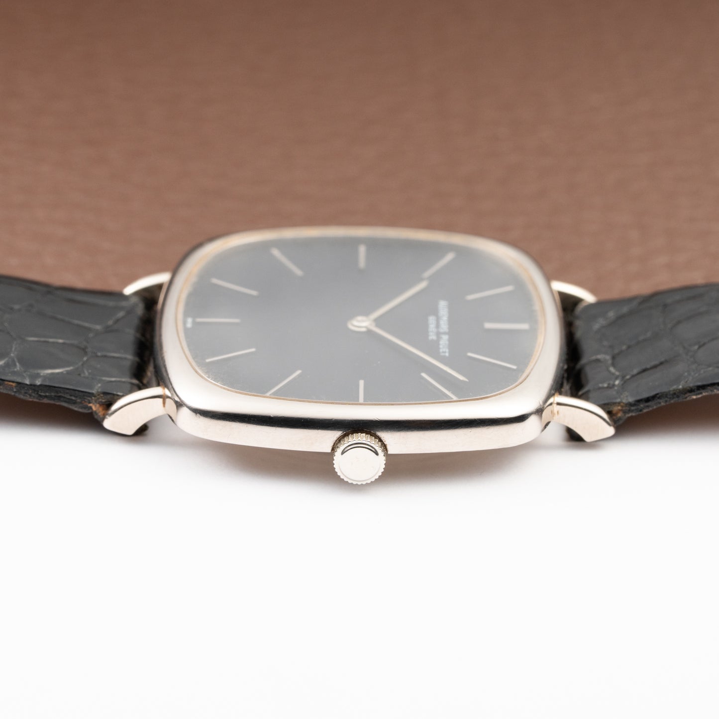 Audemars Piguet “TV Case” Oversize Dress Watch  18K White Gold Blue Dial Circa 1970s