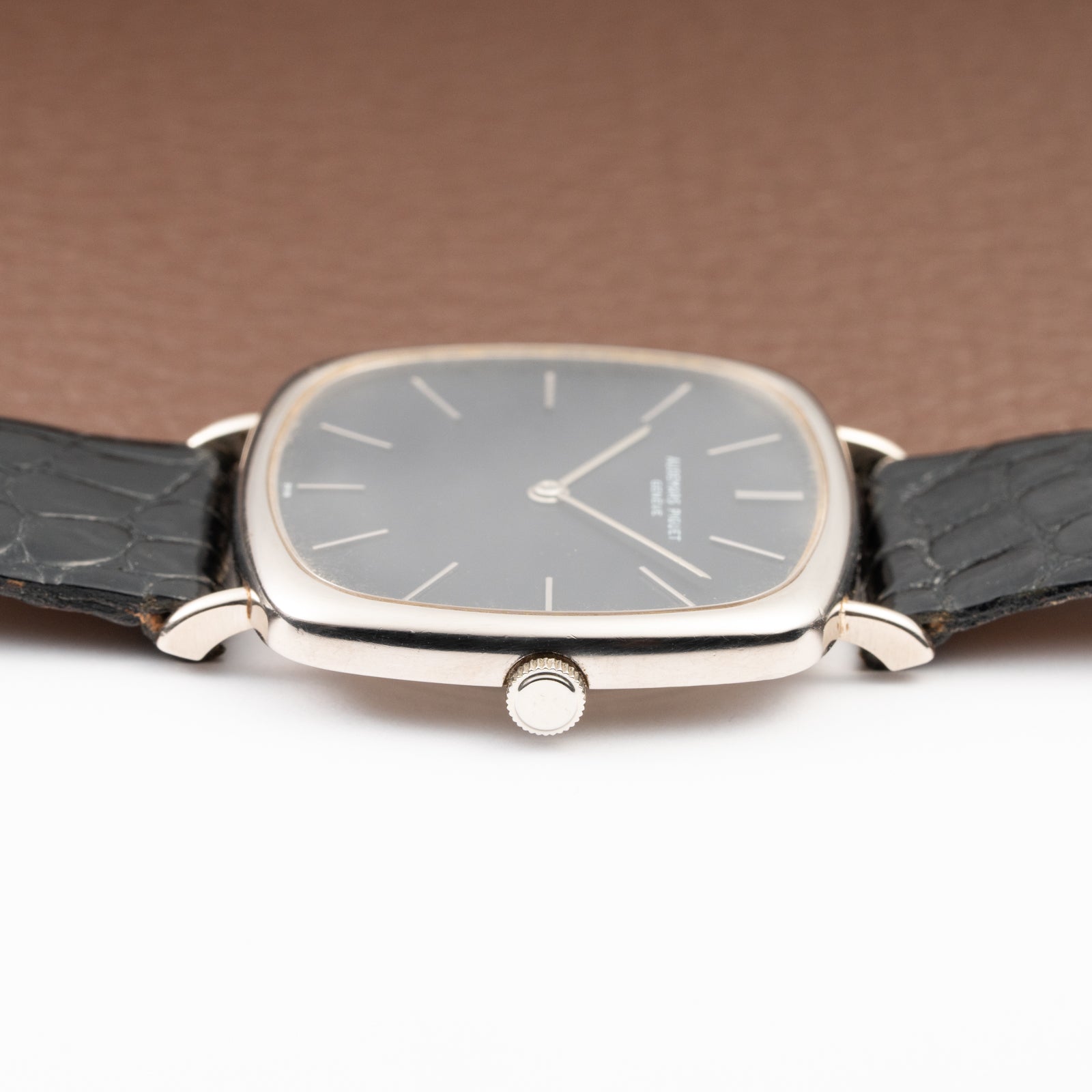 Audemars Piguet “TV Case” Oversize Dress Watch  18K White Gold Blue Dial Circa 1970s