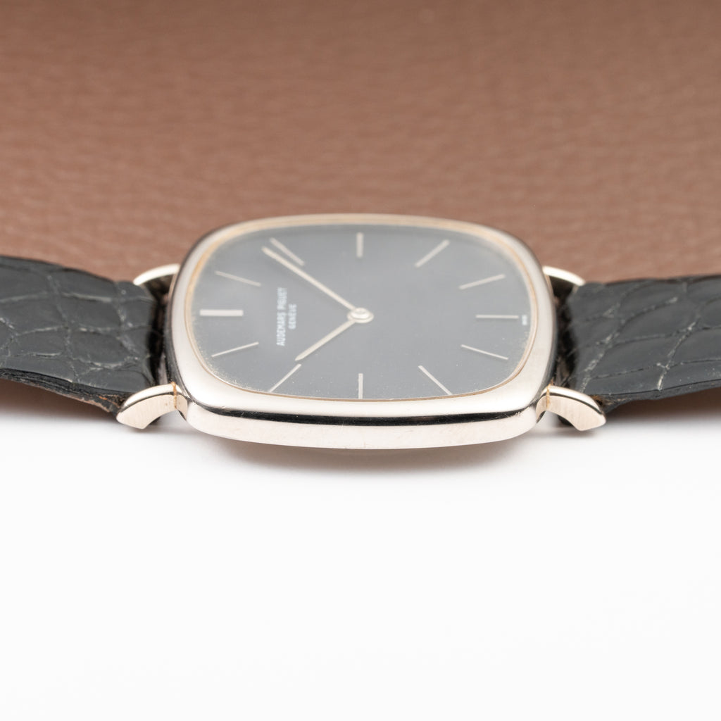 Audemars Piguet “TV Case” Oversize Dress Watch  18K White Gold Blue Dial Circa 1970s