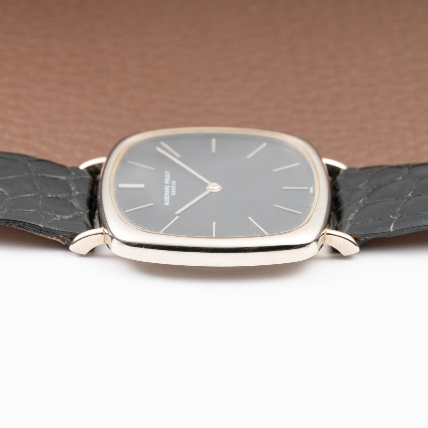 Audemars Piguet “TV Case” Oversize Dress Watch  18K White Gold Blue Dial Circa 1970s