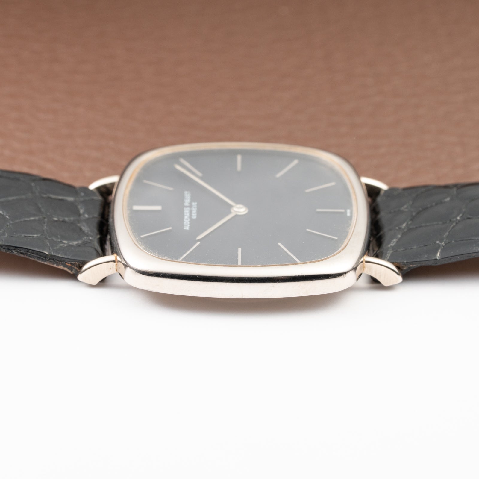 Audemars Piguet “TV Case” Oversize Dress Watch  18K White Gold Blue Dial Circa 1970s