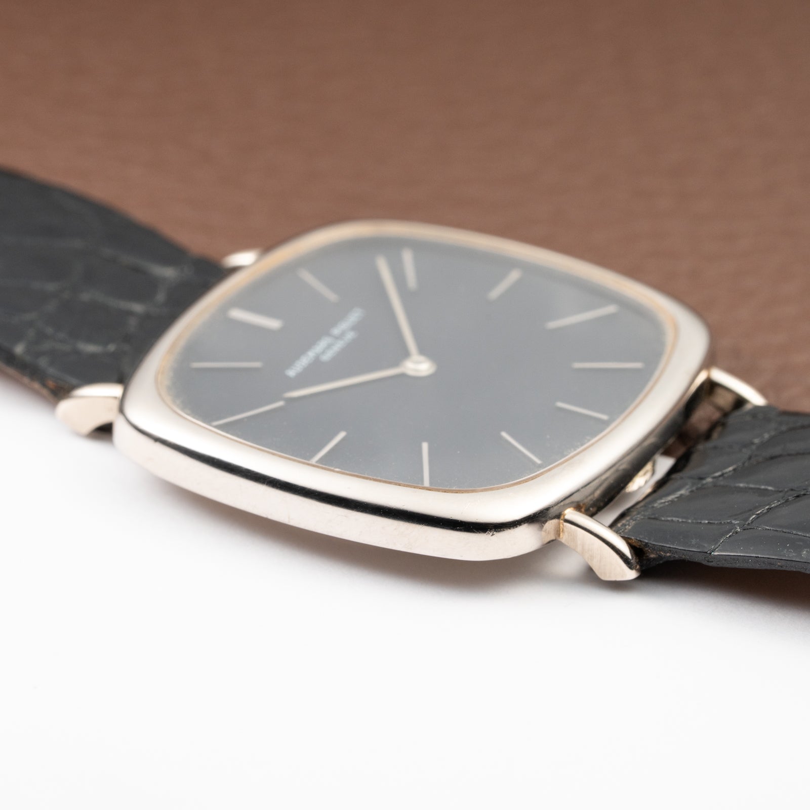 Audemars Piguet “TV Case” Oversize Dress Watch  18K White Gold Blue Dial Circa 1970s