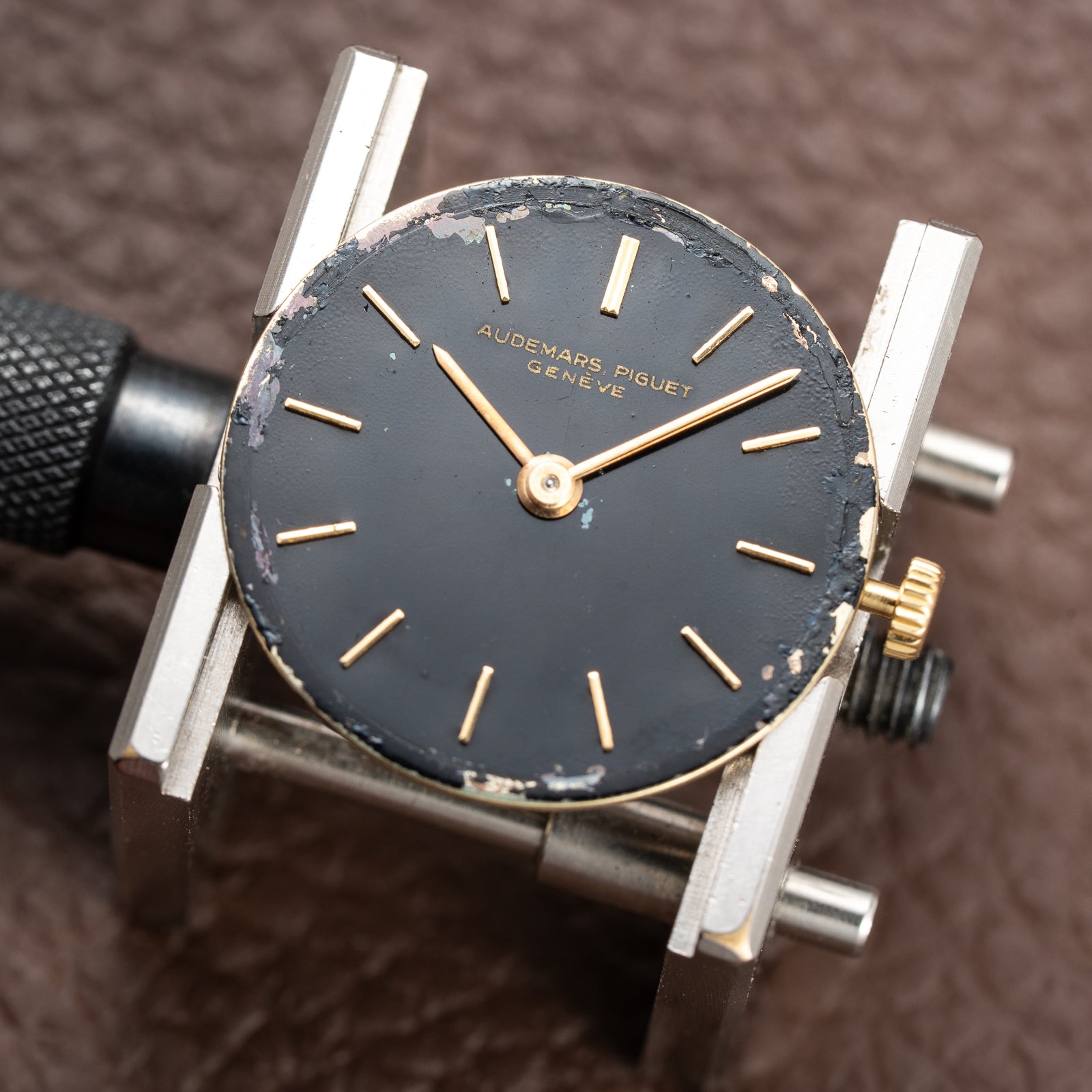 Audemars Piguet Tricolor Diamond Set 18K Gold Black Gilt Dial From 1950s