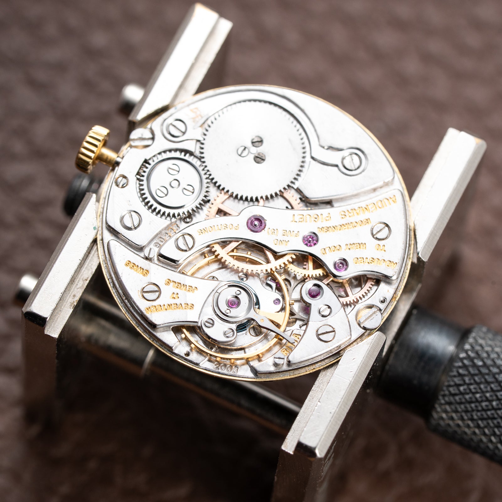 Audemars Piguet Tricolor Diamond Set 18K Gold Black Gilt Dial From 1950s
