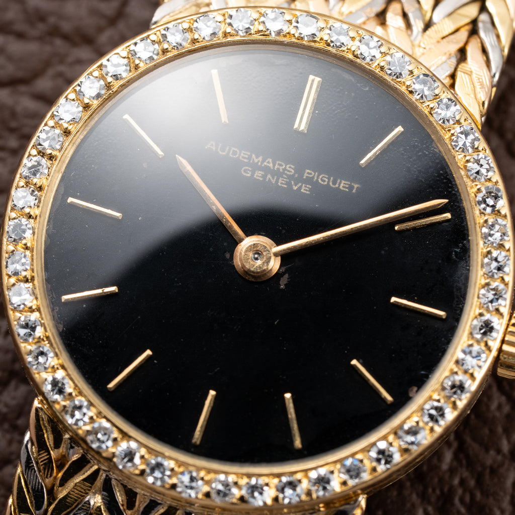 Audemars Piguet Tricolor Diamond Set 18K Gold Black Gilt Dial From 1950s