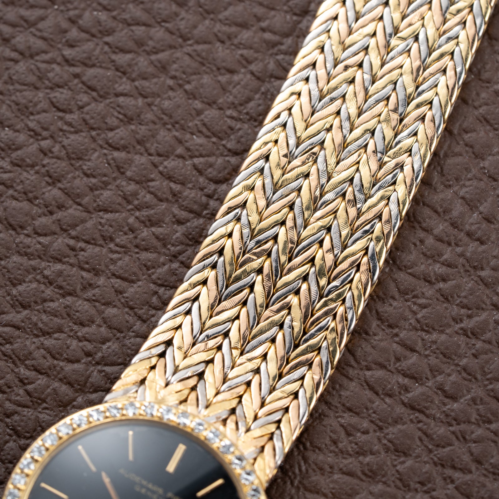 Audemars Piguet Tricolor Diamond Set 18K Gold Black Gilt Dial From 1950s